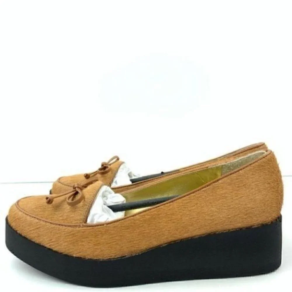 Bernardo Antwerp Platform loafer 7 tan pony hair